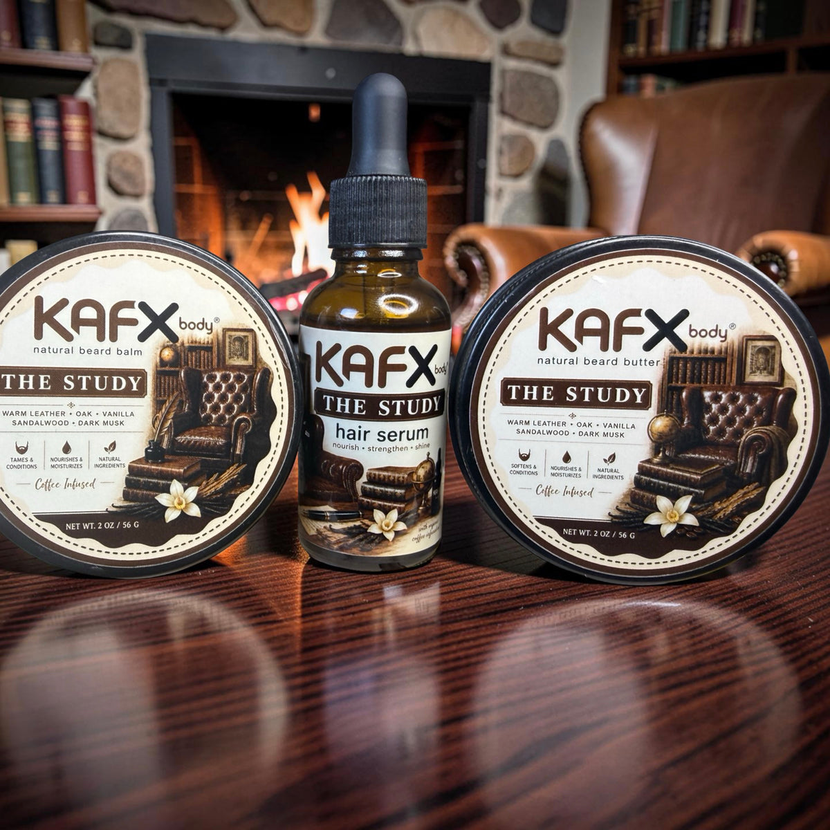 The Study Beard BundleComplete Beard Care System | Leather, Wood & Vanilla