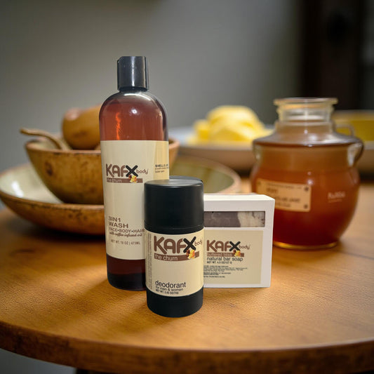 The Churn Shower Bundle: Deodorant, Natural Soap, 3-in-1 Wash