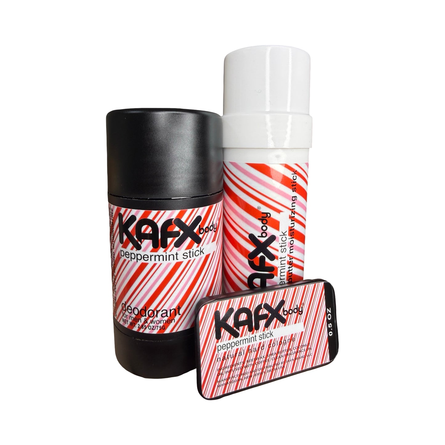 Peppermint Stick Deodorant, Hard Cologne, Body Butter Bundle